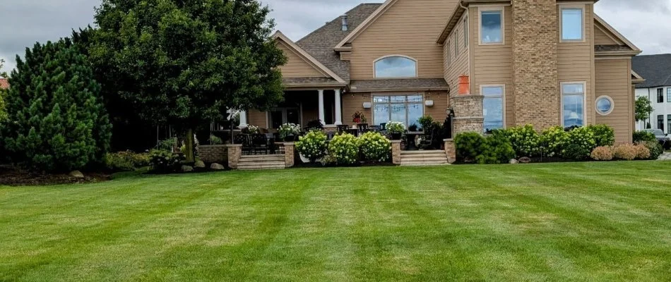 House in Clyde, OH, with lush trees and dense grass.